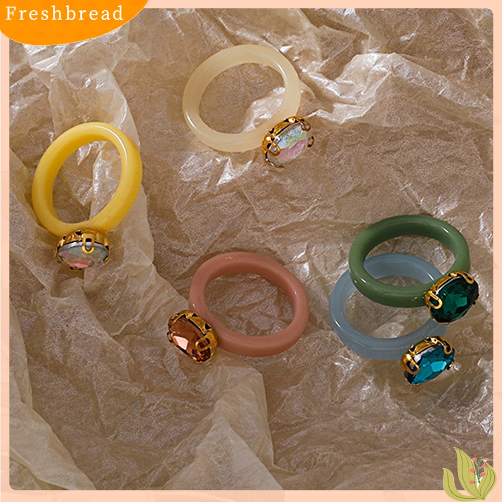 &lt; Freshbread &gt; Cincin Jari Berlian Imitasi Warna Permen Wanita All Match Round Ring Untuk Pacaran