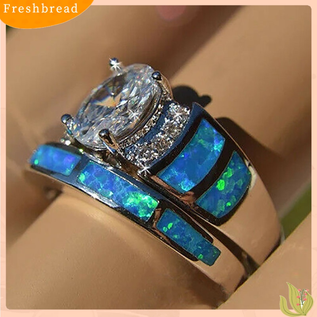 &lt; Freshbread &gt; 2 Pcs Knuckle Rings Bersinar Berlian Imitasi Geometris Buatan Batu Permata Electroplating Dekorasi Hypoallergenic Mewah Biru Cubic Zirconia Pernikahan Rings Wanita Perhiasan