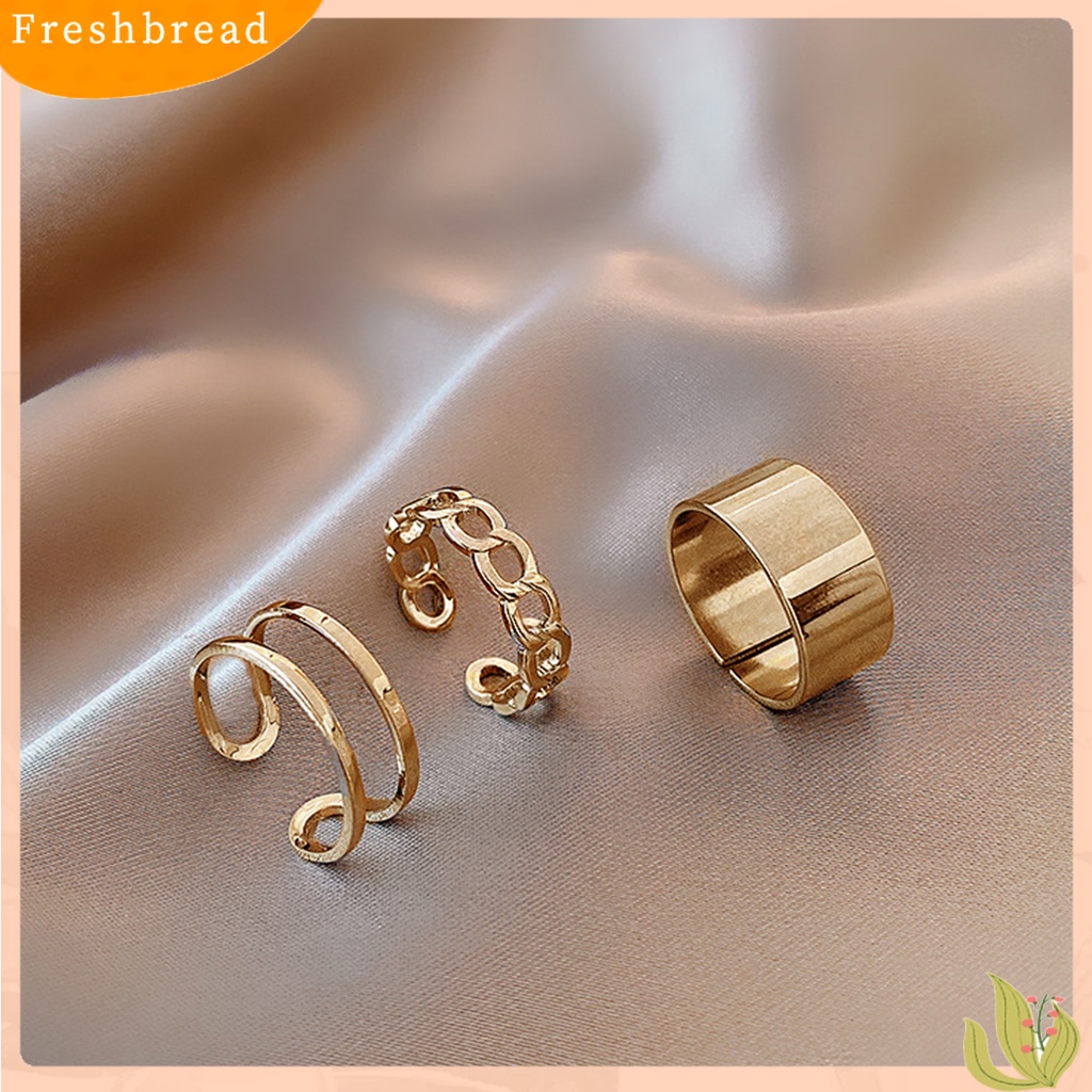 &lt; Freshbread &gt; 3Pcs/Set Keren Stackable Open Adjustable Finger Ring Knuckle Ring Perhiasan Aksesori