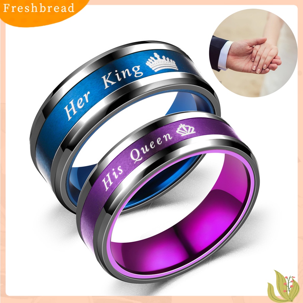 &lt; Freshbread &gt; Cincin Couple Huruf Dipoles Finish Perhiasan Temperamen Kilau Terang Cincin Jari Untuk Hari Kasih Sayang