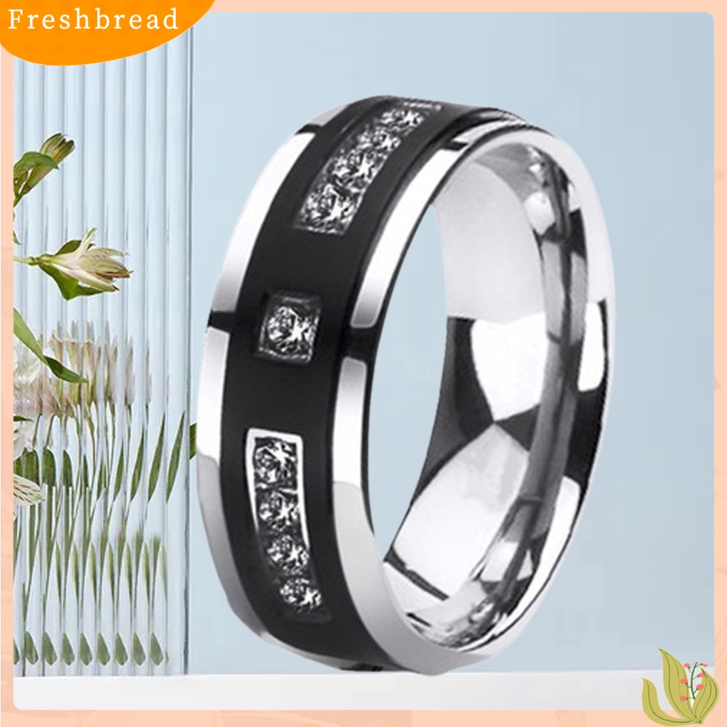 &lt; Freshbread &gt; 1Pc/2Pcs Indah Permukaan Halus Pernikahan Band Alloy Sederhana Cubic Zirconia Hers Rings Nya Pesona Perhiasan