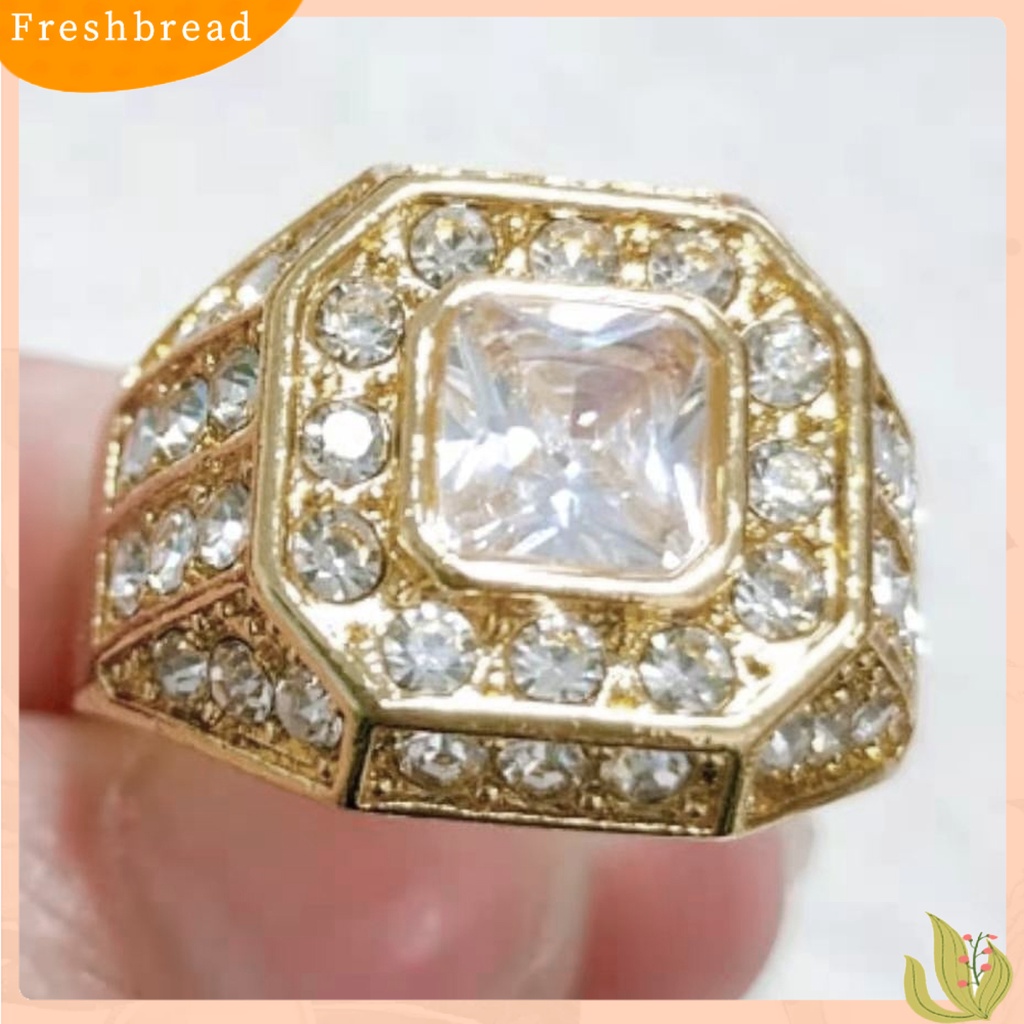 &lt; Freshbread &gt; Pria Cincin Cubic Zirconia Hip Hop Perhiasan Sparkling Fashion Penampilan Pernikahan Band Ring Untuk Pernikahan