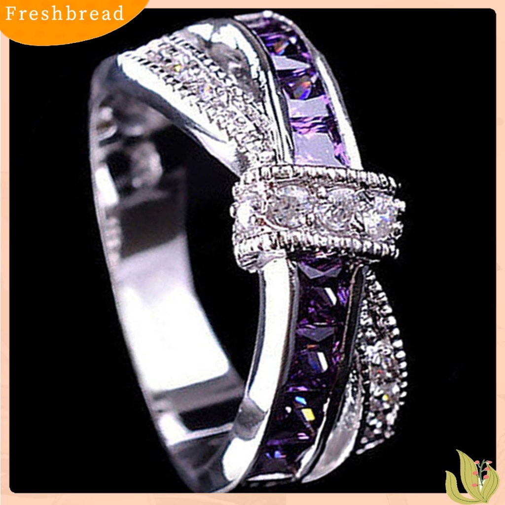 &lt; Freshbread &gt; Cincin Berlian Imitasi Hias Hias Alloy Desain Silang Finger Band Untuk Pesta