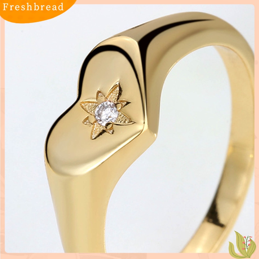 &lt; Freshbread &gt; Wanita Cincin Berlian Imitasi Hias Tidak Luntur Alloy Halus Cinta Jari Cincin Untuk Ulang Tahun