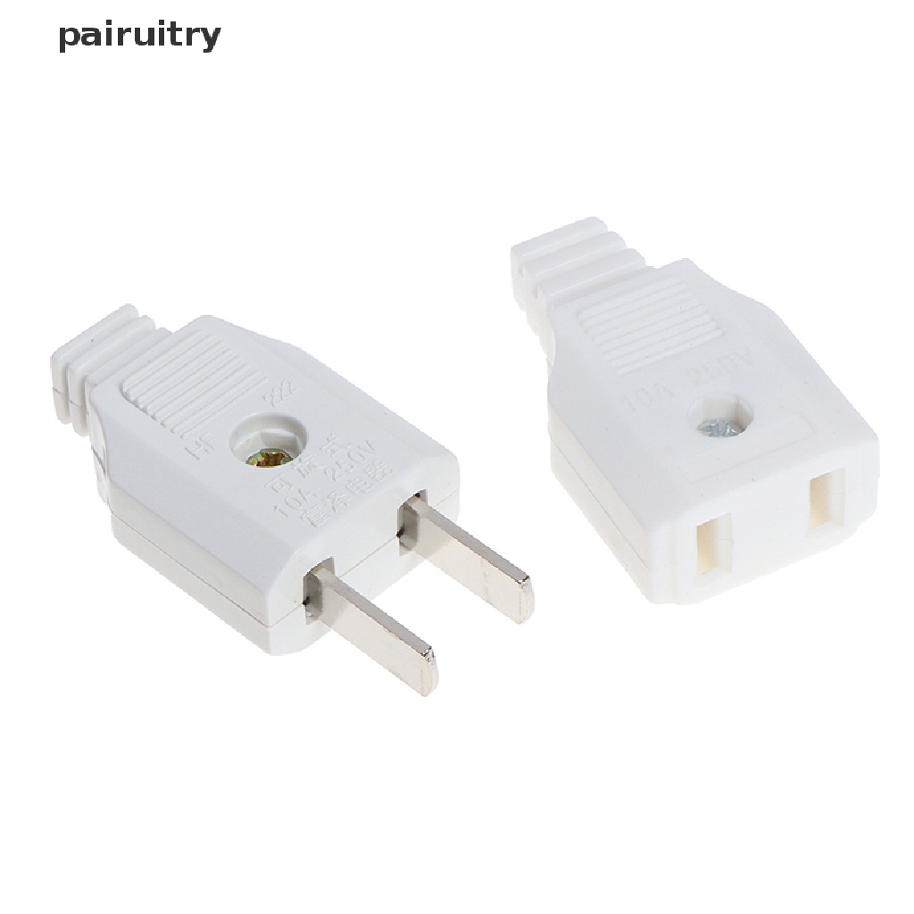 Prt US 2pin Gepeng AC Listrik Power Male Plug Female Socket Outlet Adaptor Kawat PRT