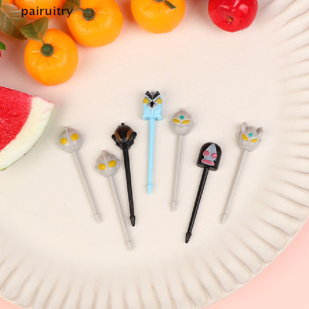 Prt 7Pcs/Set Kartun Plastik Ultraman Garpu Buah Tusuk Gigi Dessert Fork Dekorasi PRT