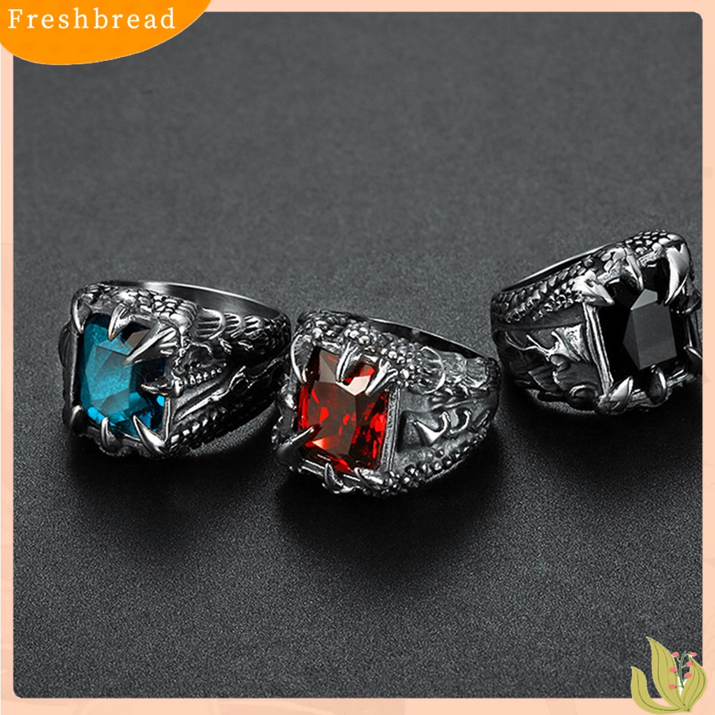 < Freshbread > Pria Vintage Naga Bentuk Cakar Cubic Zirconia Hias Cincin Pesta Prop Perhiasan