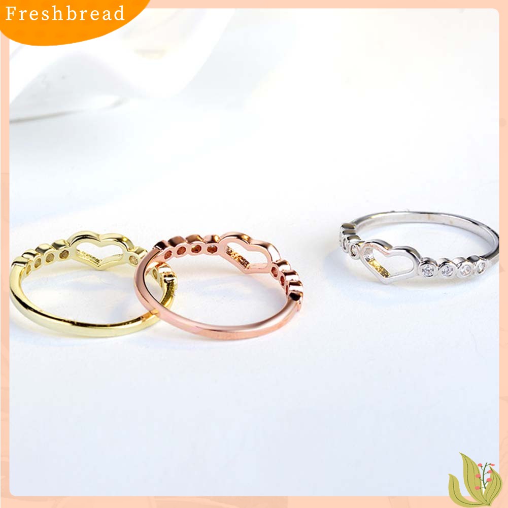 &lt; Freshbread &gt; Wanita Berongga Hati Berlian Imitasi Bertatahkan Jari Cincin Hadiah Perhiasan Pesta Pernikahan