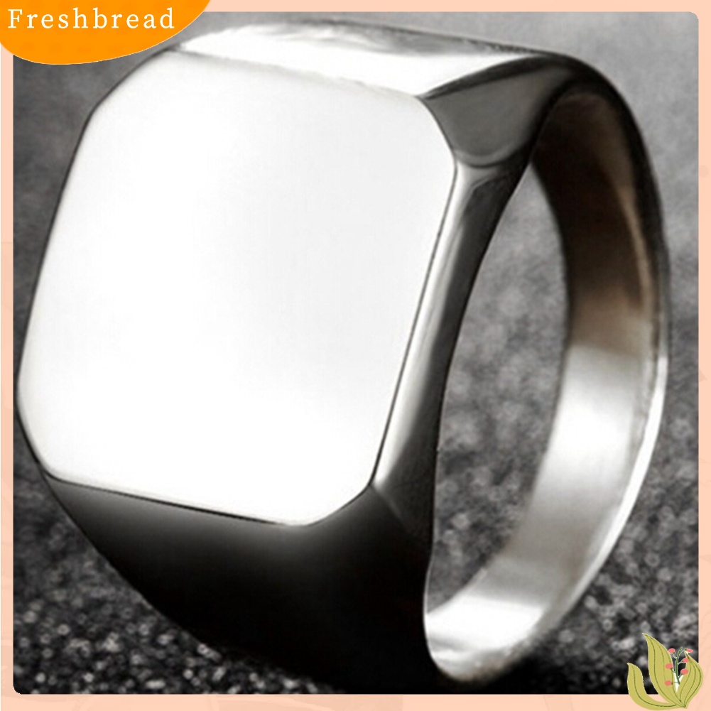 < Freshbread > Club Malam Punk Pria Halus Persegi Lebar Band Jari Cincin Perhiasan Hadiah Ulang Tahun