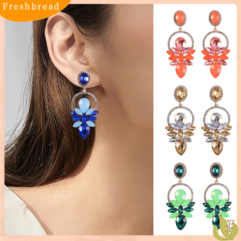 &lt; Freshbread &gt; 1pasang Tindik Bersinar Indah Anting Pejantan Bentuk Tetesan Air Berlian Imitasi Daun Wanita Anting Perhiasan Pernikahan