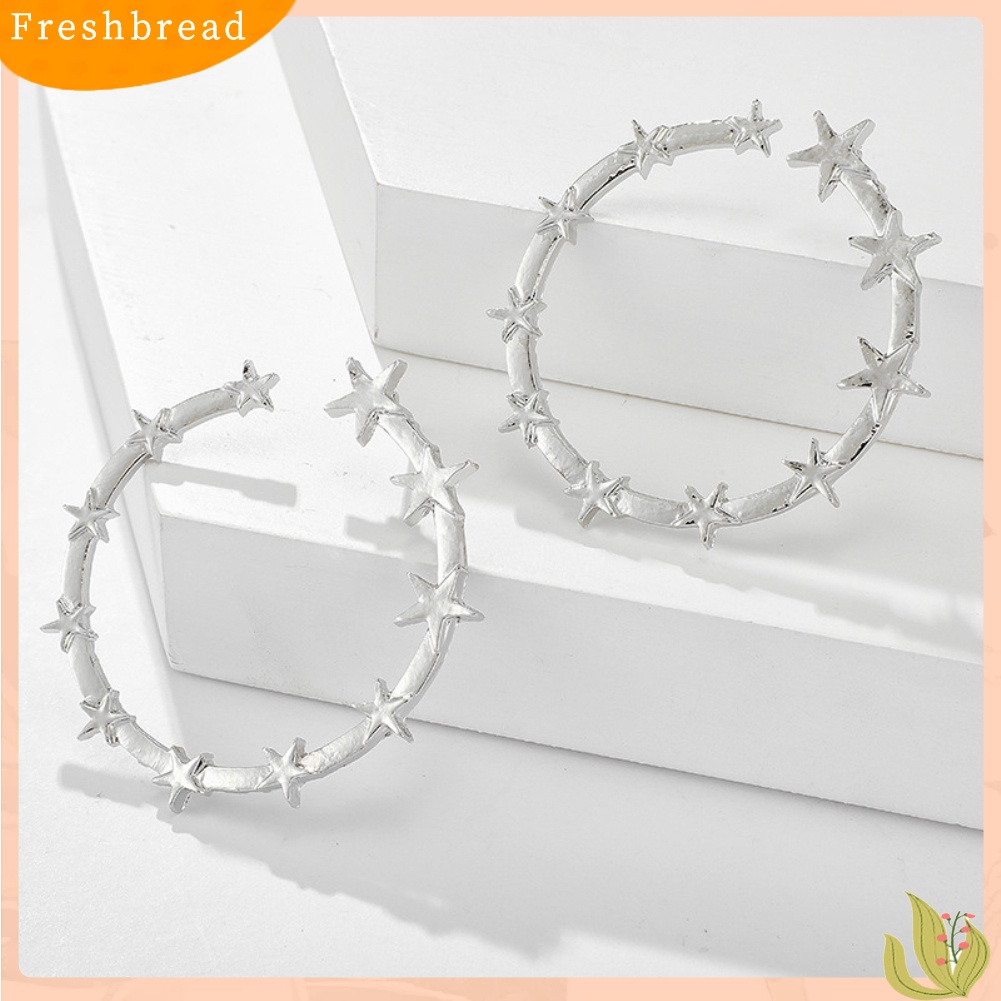 < Freshbread > Fashion Wanita Terbuka Bintang Besar Lingkaran Liontin Anting Hoop Pesta Liburan Perhiasan