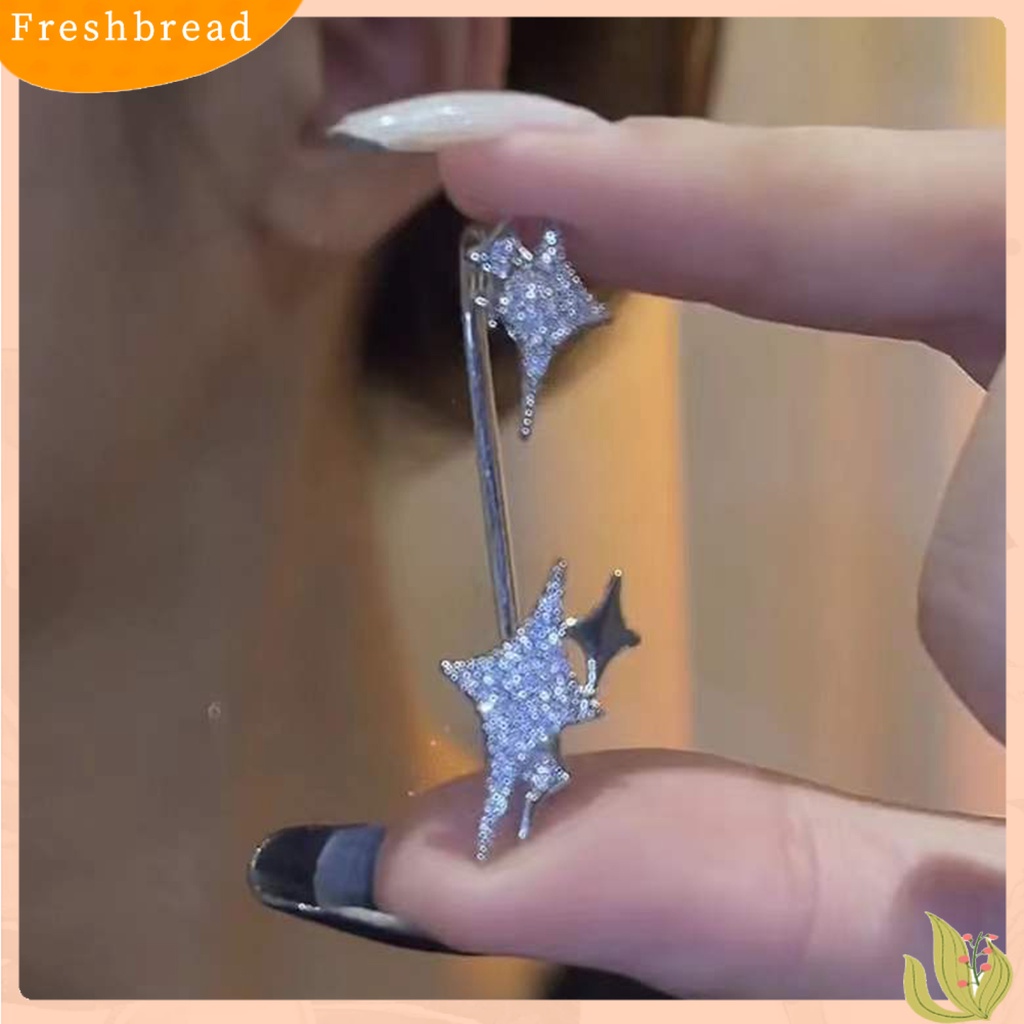 < Freshbread > 1Pc Klip Anting Bintang Tindik Palsu Wanita Berlian Imitasi Electroplating Telinga Manset Fashion Perhiasan