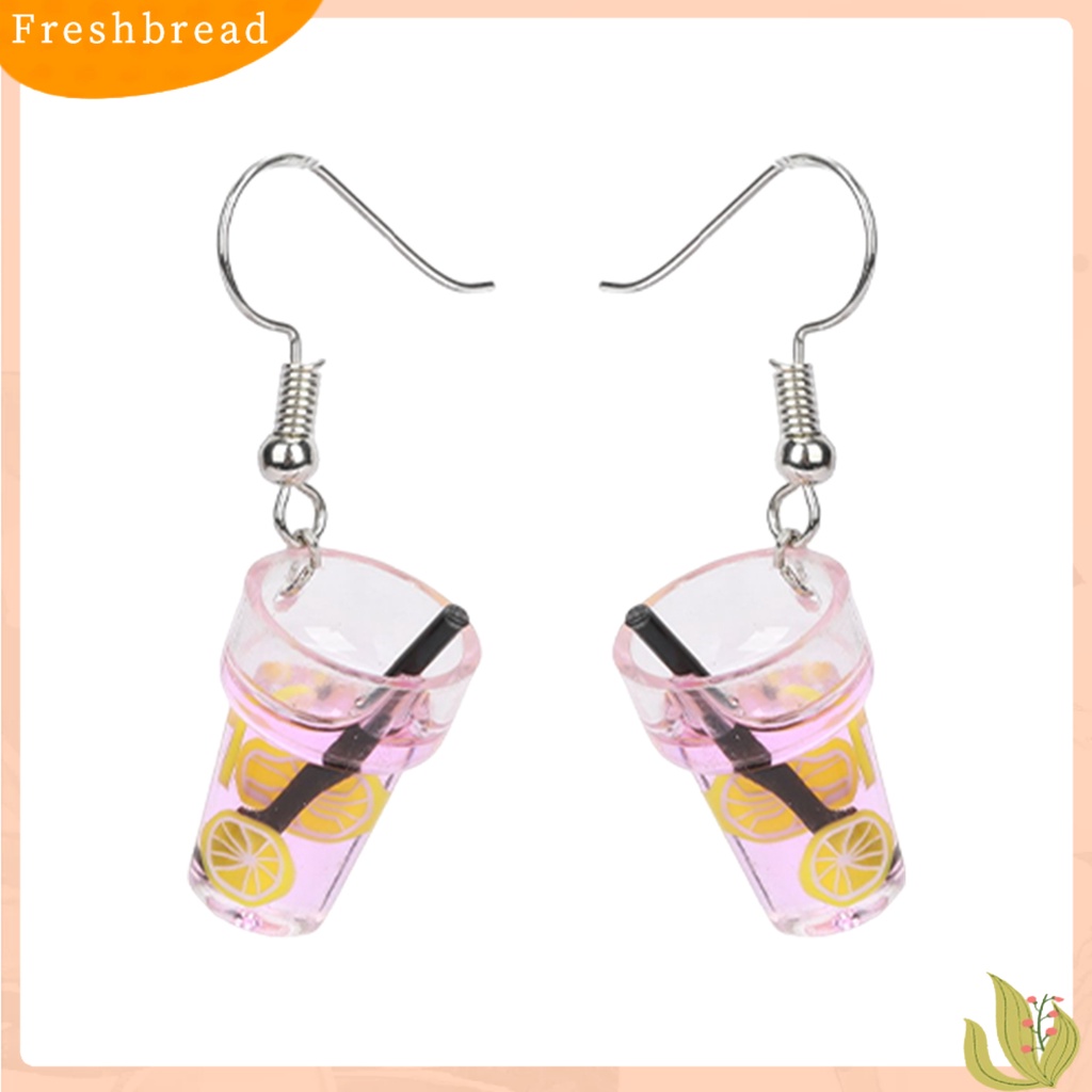 &lt; Freshbread &gt; 1pasang Drop Earrings Bentuk Indah Tahan Air Resin Anting Minum Jus Botol Liontin Telinga Perhiasan Hadiah Ulang Tahun