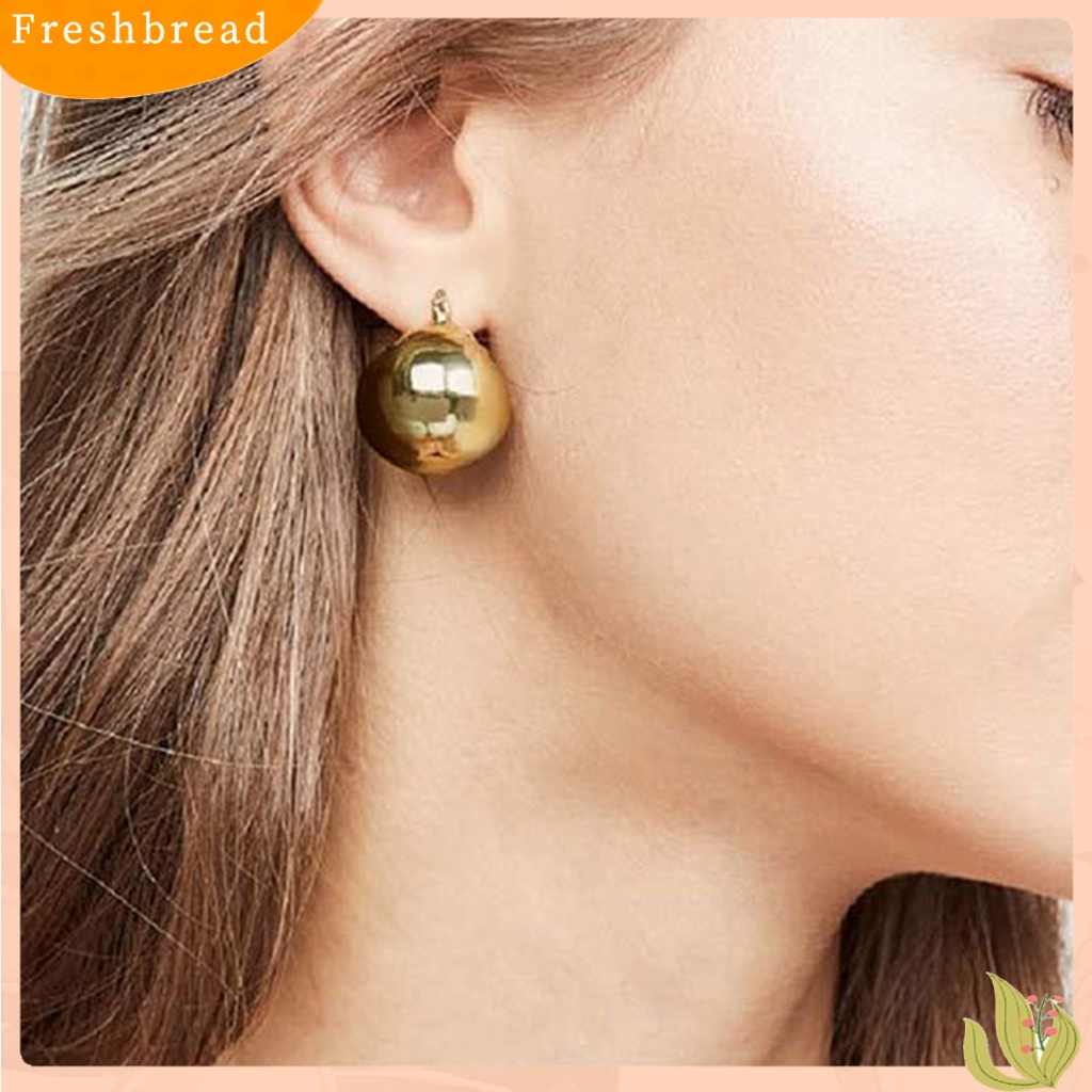 < Freshbread > 1pasang Anting Wanita Bentuk Bola Temperamen Indah Punk Bulat Hoop Earrings Perhiasan Hadiah