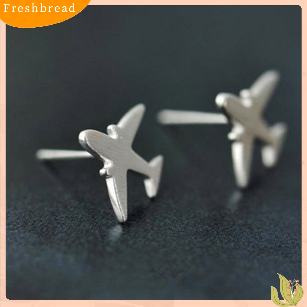 &lt; Freshbread &gt; Unik Wanita Pesawat Ear Studs Gadis Perak Disepuh Pesawat Anting Hadiah