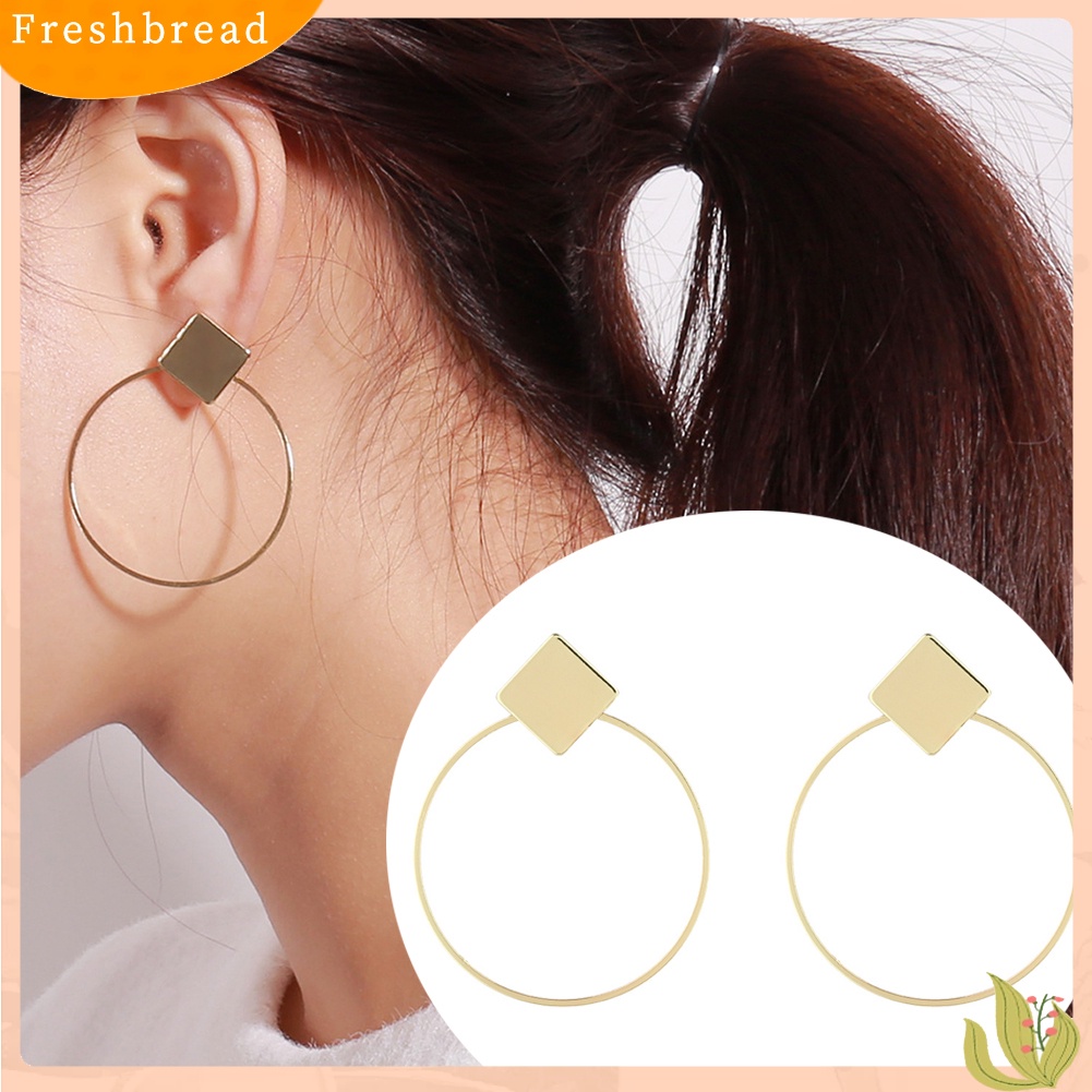 &lt; Freshbread &gt; Fashion Geometri Berlian Wanita Ear Hoop Travel Club Perhiasan Anting Bulat Hadiah