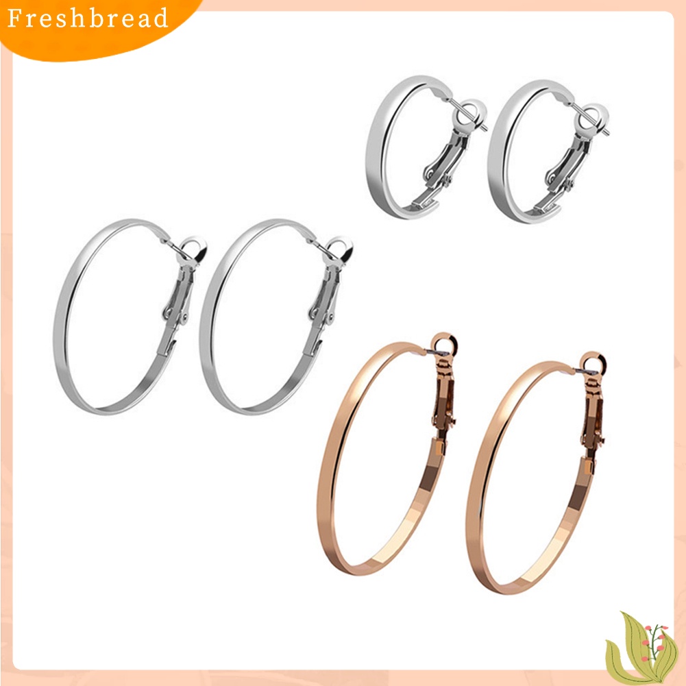 &lt; Freshbread &gt; 3pasang Wanita Bergaya Halus Berbentuk C Geometris Lingkaran Hoop Anting Perhiasan Hadiah