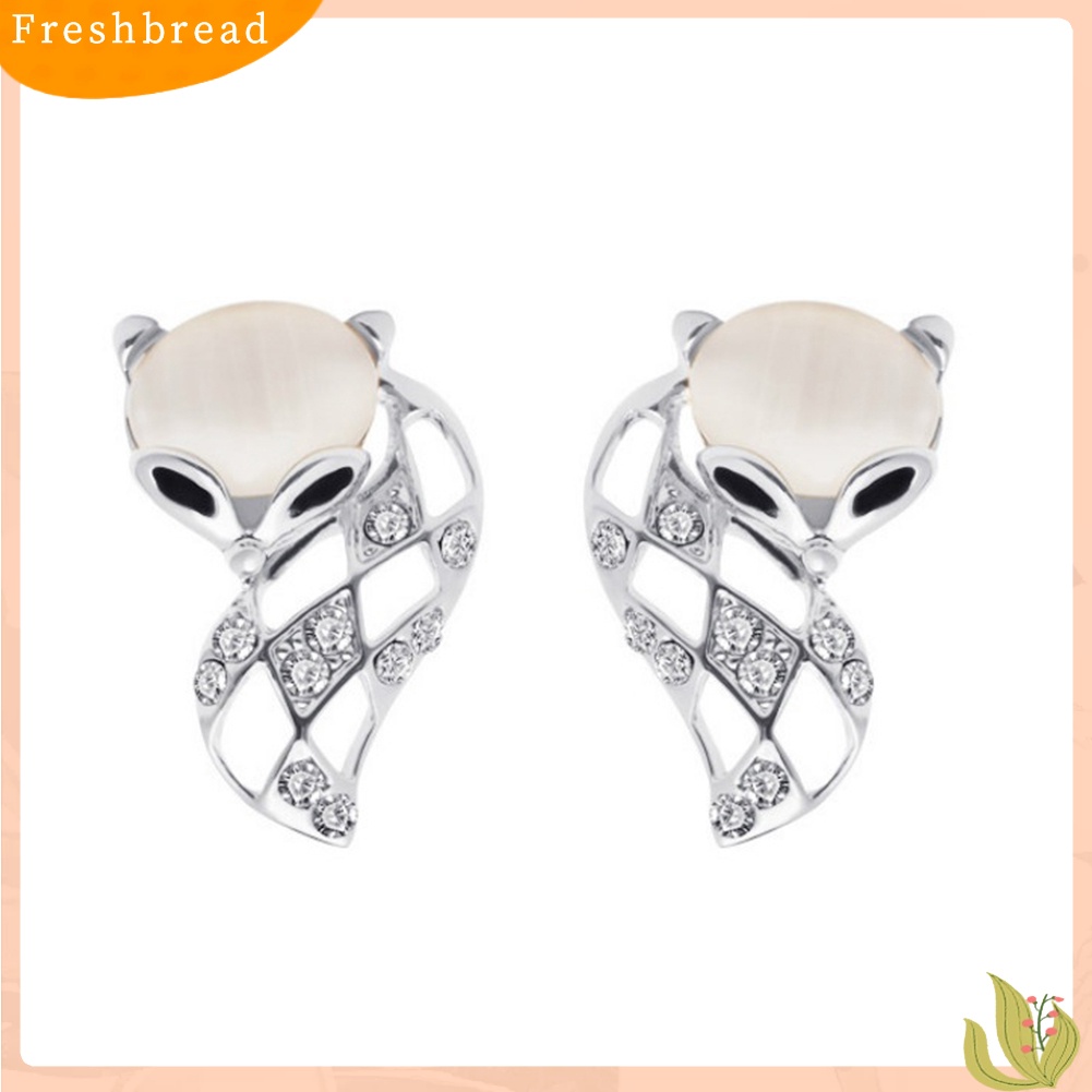 &lt; Freshbread &gt; Wanita Fashion Berongga Rubah Imitasi Opal Berlian Imitasi Telinga Studs Pesta Club Earrings