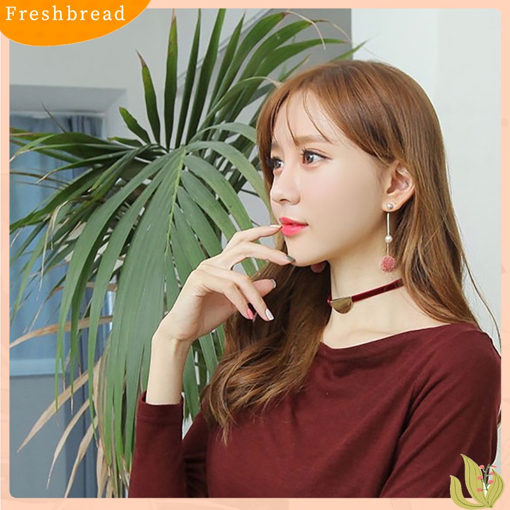 &lt; Freshbread &gt; Fashion Mutiara Imitasi Bola Mewah Rantai Panjang Menjuntai Anting Wanita Hadiah Perhiasan