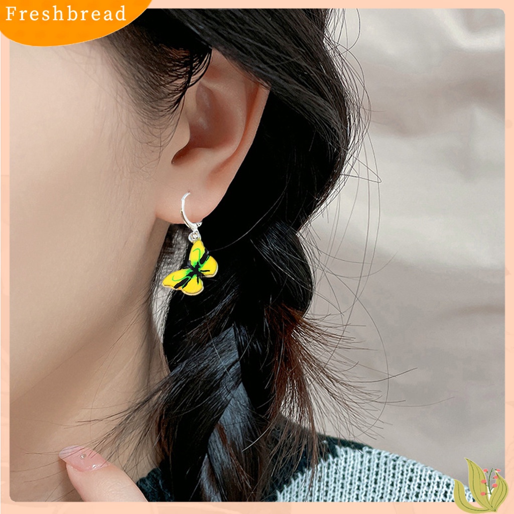 &lt; Freshbread &gt; 1pasang Wanita Menjuntai Anting Bentuk Hewan Indah High-end Kupu-Kupu Liontin Lady Hoop Earrings Perhiasan Perempuan