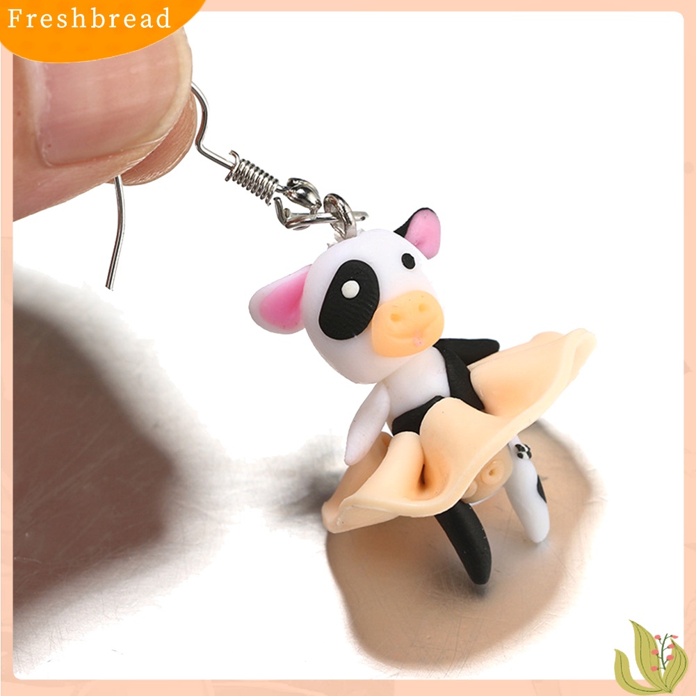 &lt; Freshbread &gt; Lucu Wanita 3D Kartun Hewan Polymer Clay Pendant Hook Anting Perhiasan Hadiah