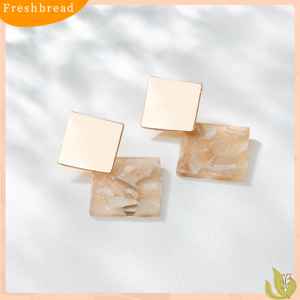 &lt; Freshbread &gt; 1pasang Anting Menjuntai Geometris Warna Kontras Perhiasan Vintage Hollow Out Stud Earrings Untuk Pakaian Sehari-Hari Pesta Pernikahan Prom