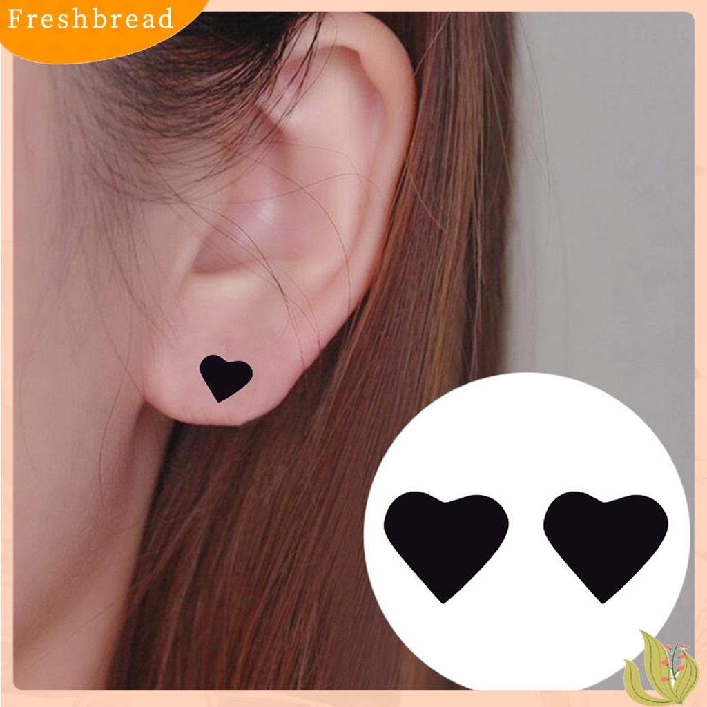 &lt; Freshbread &gt; 1pasang Ear Studs Stainless Steel Retro Minimalis Manis Lucu Kecil Cinta Hati Wanita Anting Perhiasan Fashion