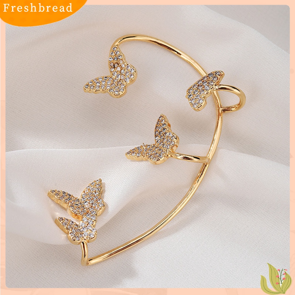 &lt; Freshbread &gt; 1Pc Klip Anting Butterfly Rhinestones Perhiasan Simple Halus Manset Telinga Untuk Pernikahan