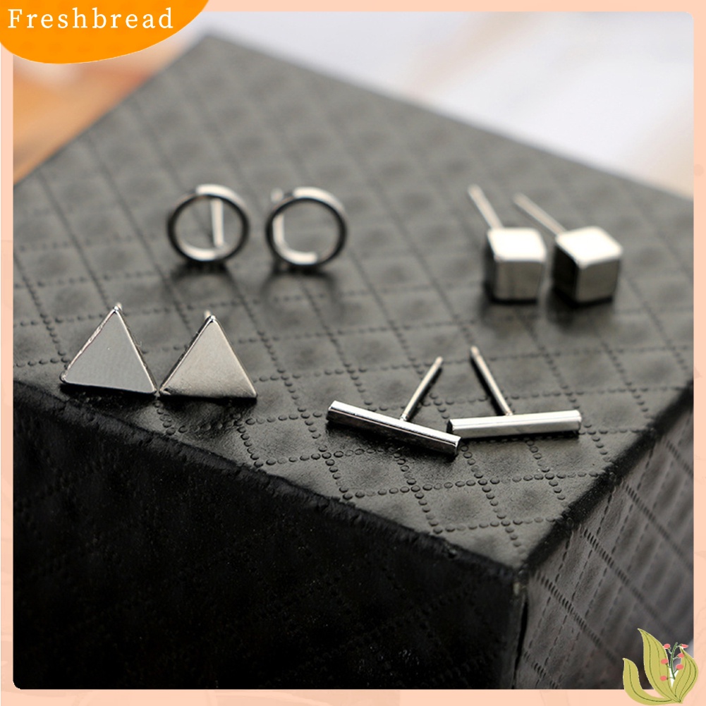 &lt; Freshbread &gt; 8Pcs/Set Mode Geometris Persegi Segitiga Lingkaran Telinga Stud Anting Wanita Hadiah