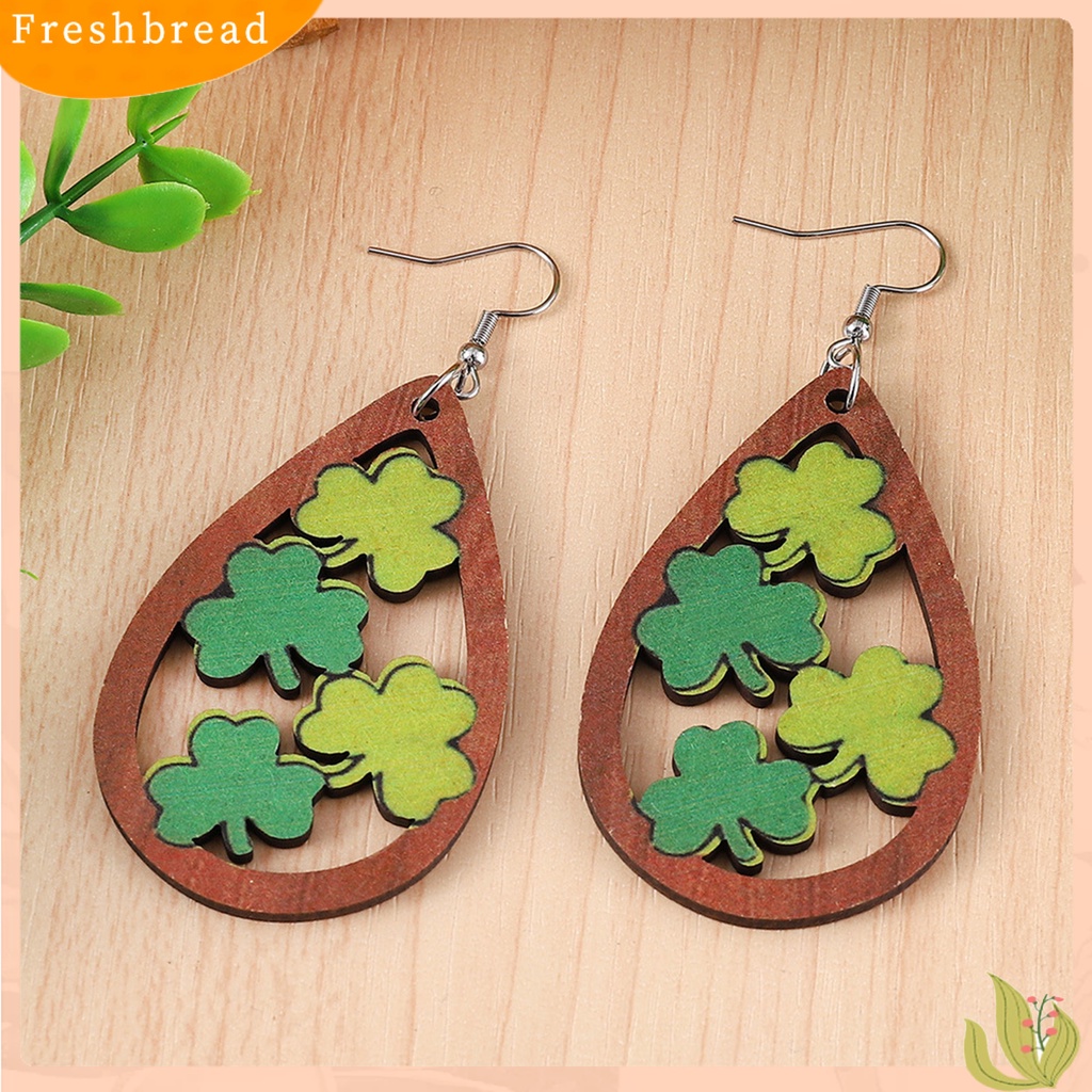 &lt; Freshbread &gt; 1pasang Drop Anting Tindik Bentuk Geometris Liontin Pengerjaan Halus Indah Telinga Dekorasi Perhiasan Fashion St Anting Patricks Day Clovers Green Rainbow