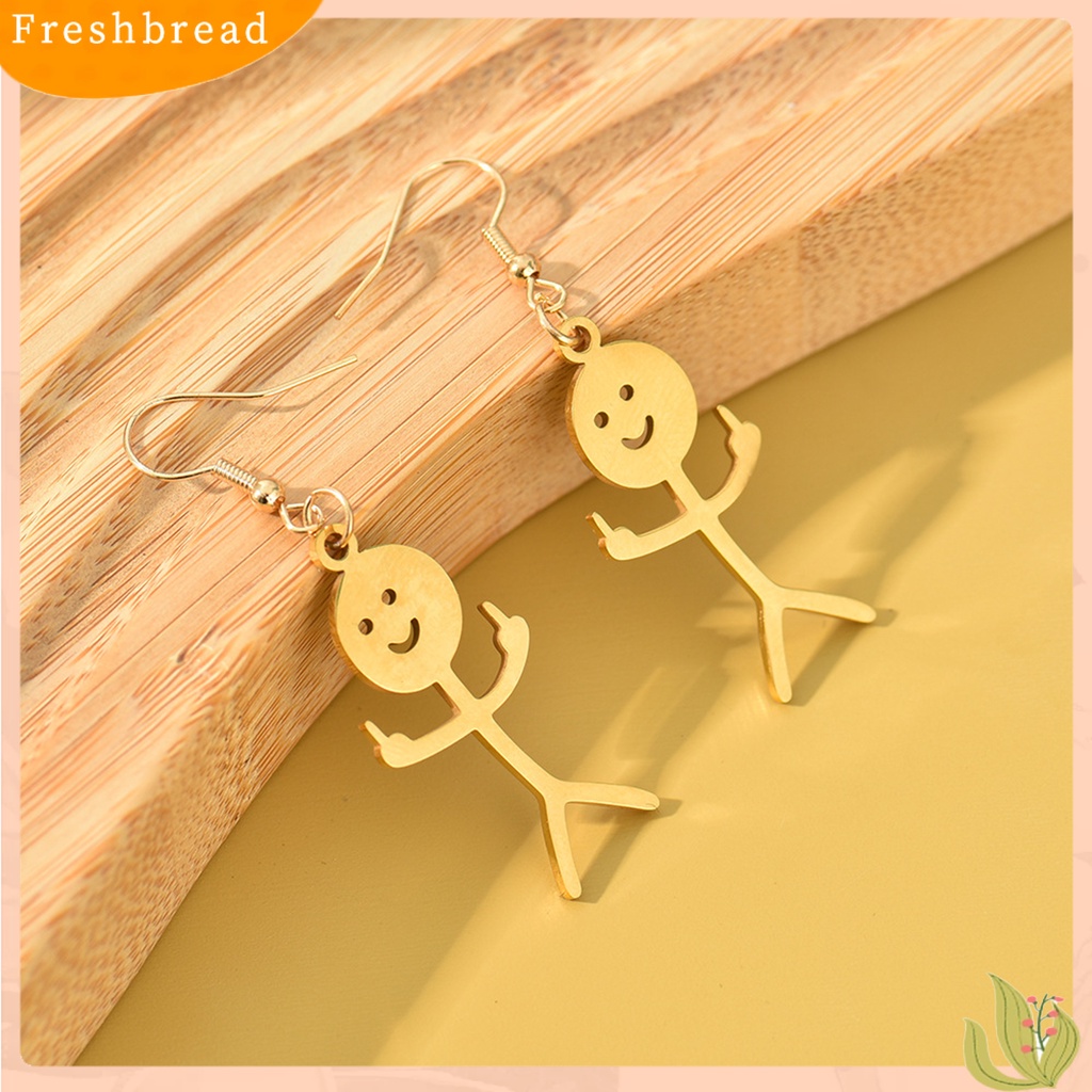 < Freshbread > 1pasang Menjuntai Anting Buatan Tangan Tindik Geometris Eye-catching Electroplating Dekorasi Wanita Lucu Punk Stickman Hook Earrings Fashion Perhiasan
