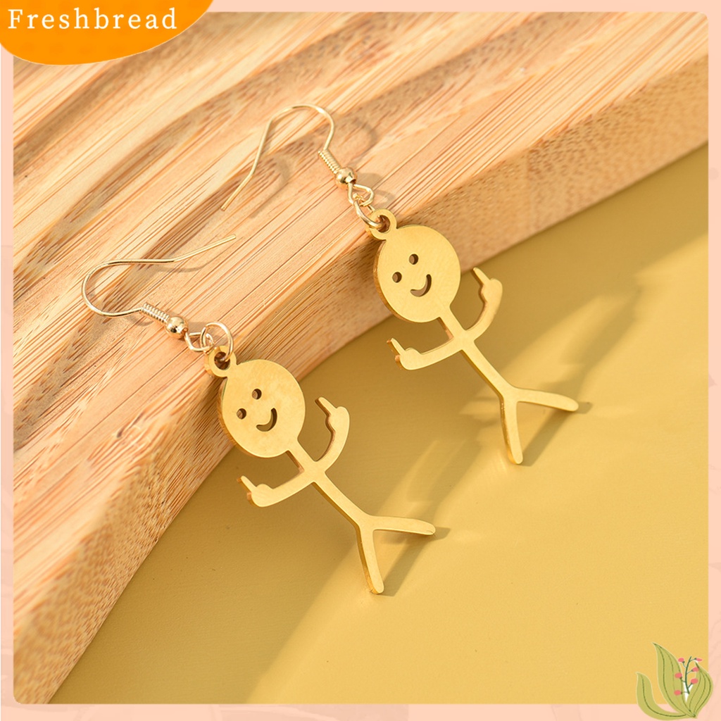 &lt; Freshbread &gt; 1pasang Menjuntai Anting Buatan Tangan Tindik Geometris Eye-catching Electroplating Dekorasi Wanita Lucu Punk Stickman Hook Earrings Fashion Perhiasan