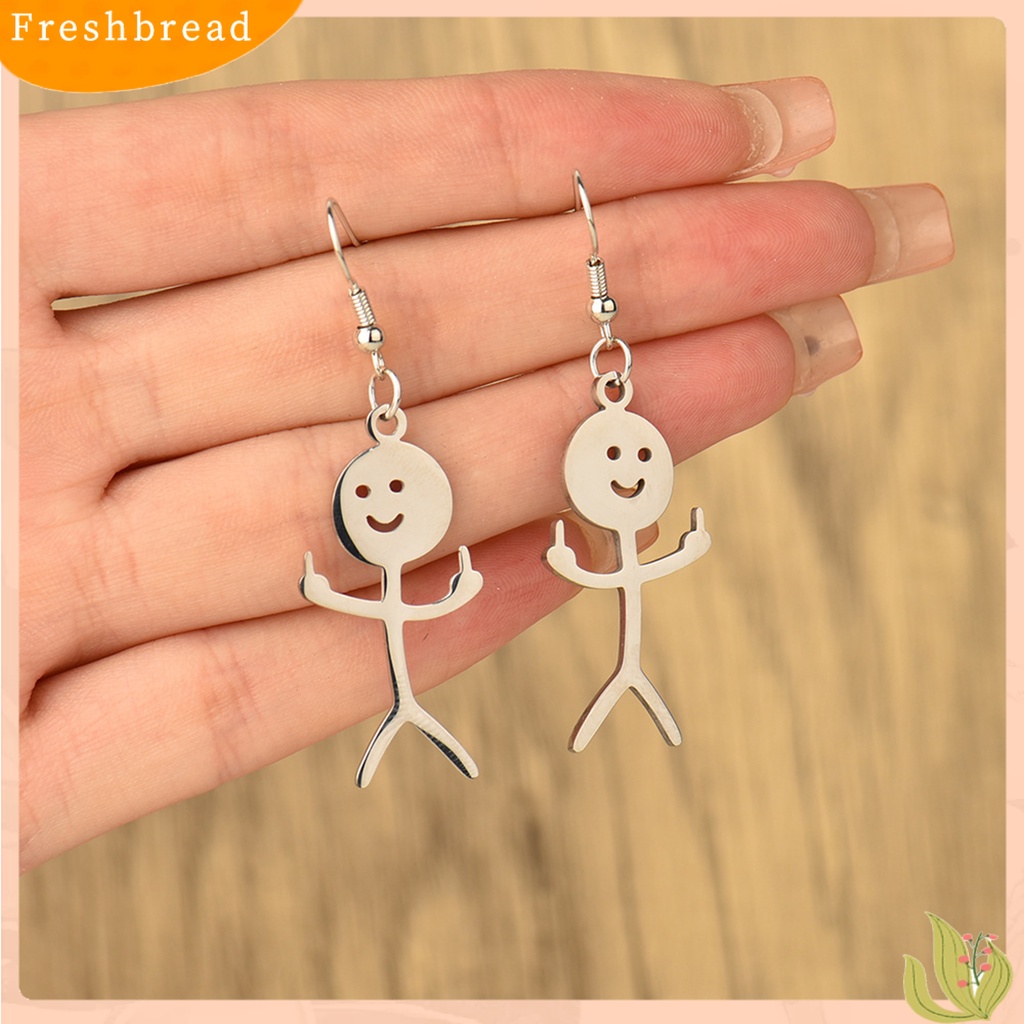 < Freshbread > 1pasang Menjuntai Anting Buatan Tangan Tindik Geometris Eye-catching Electroplating Dekorasi Wanita Lucu Punk Stickman Hook Earrings Fashion Perhiasan