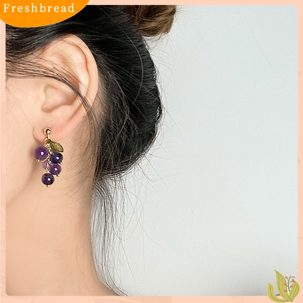 &lt; Freshbread &gt; 1pasang Hidup Menawan Menjuntai Anting Paduan Indah Buah Anggur Drop Stud Earrings Perhiasan Acessories