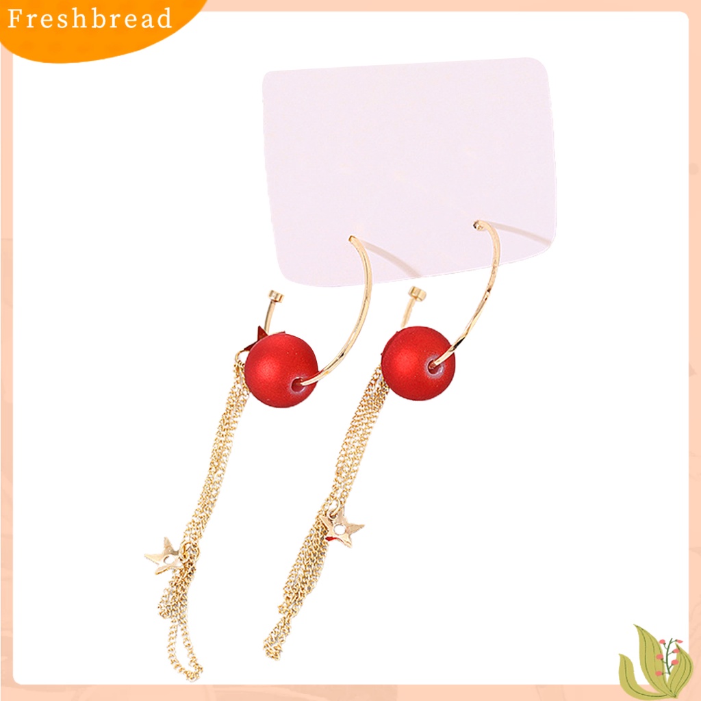 &lt; Freshbread &gt; 1pasang Anting Menjuntai Elegan Temperamental Indah Hias Meriah Wanita Manik-Manik Rumbai Liontin Anting Perhiasan Untuk Pacaran