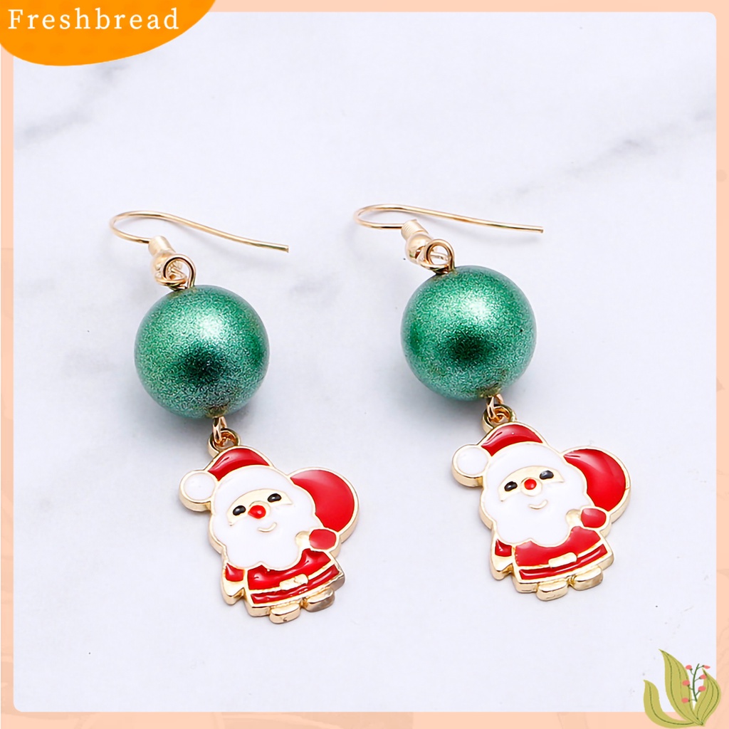 &lt; Freshbread &gt; 1pasang Anting Kait Santa Claus Lucu Wanita Kartun Hewan Menjuntai Anting Untuk Natal