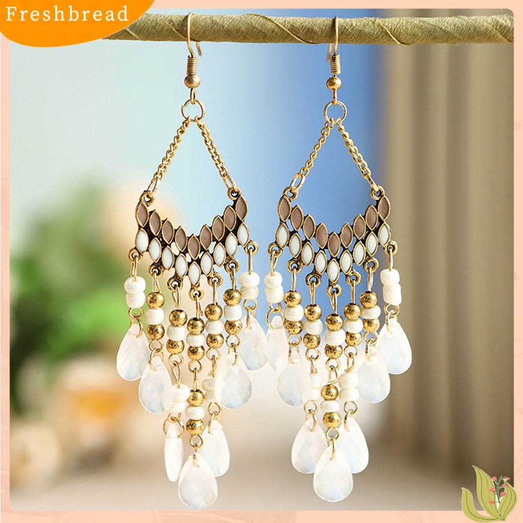 &lt; Freshbread &gt; 1pasang Menjuntai Anting Manik-Manik Hias Alloy Bentuk Tetesan Air Gantung Kait Anting Hadiah