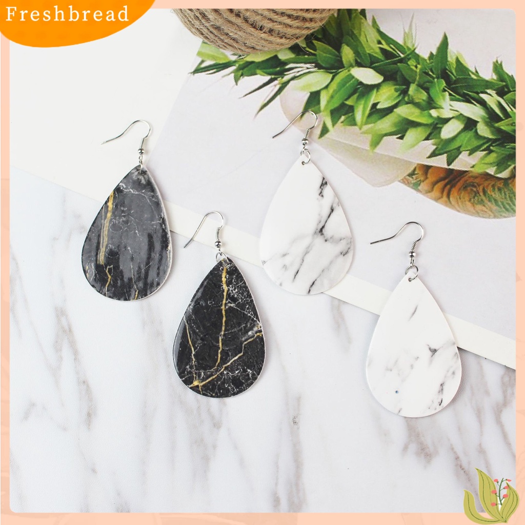 &lt; Freshbread &gt; 1pasang Anting Giwang Eye-catching Simple Halus Semua Cocok Ringan Anting Tekstur Marmer Granit Berbentuk Teardrop Untuk Pakaian Sehari-Hari