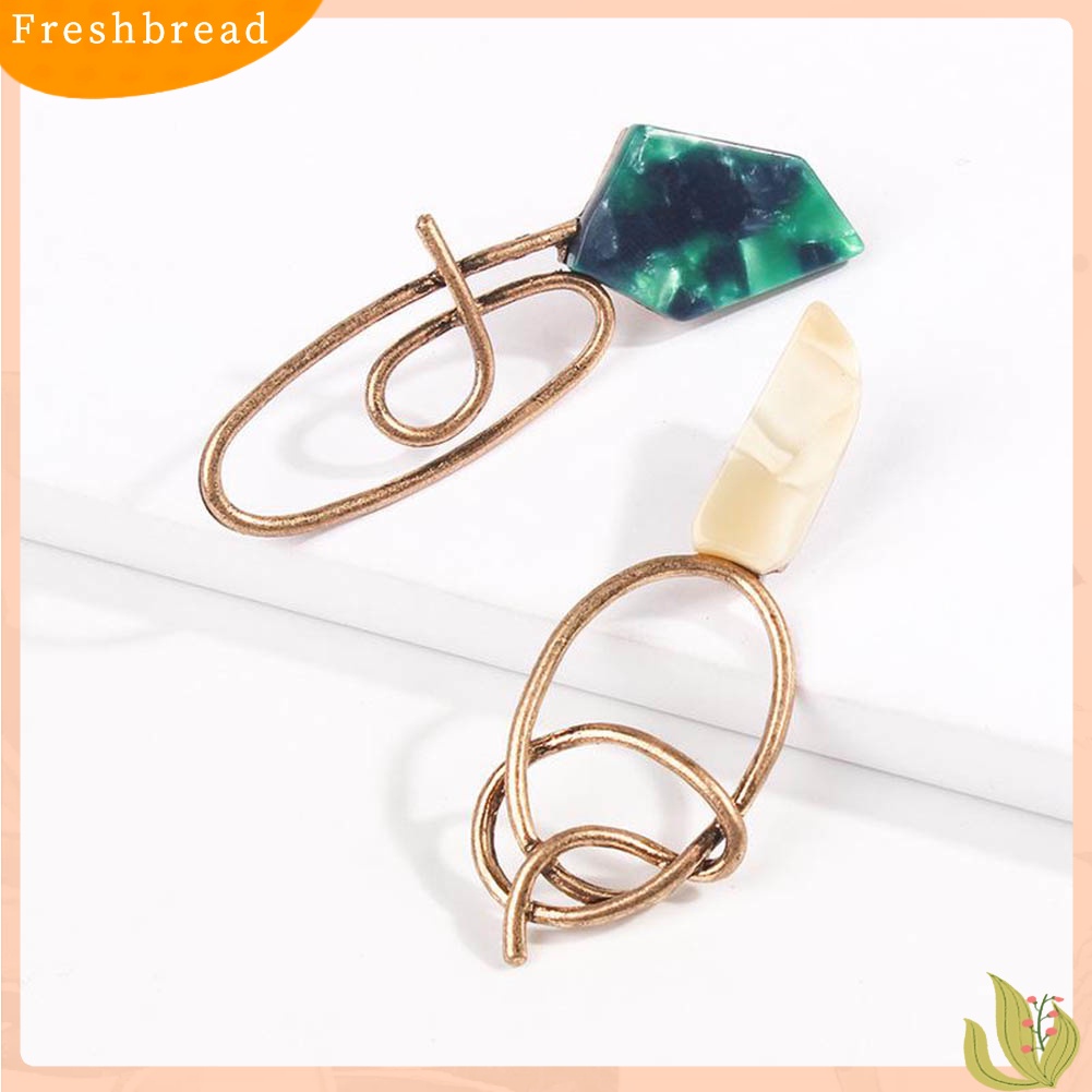 &lt; Freshbread &gt; Wanita Geometris Tidak Teratur Asimetris Berliku Menjuntai Stud Earrings Perhiasan Hadiah