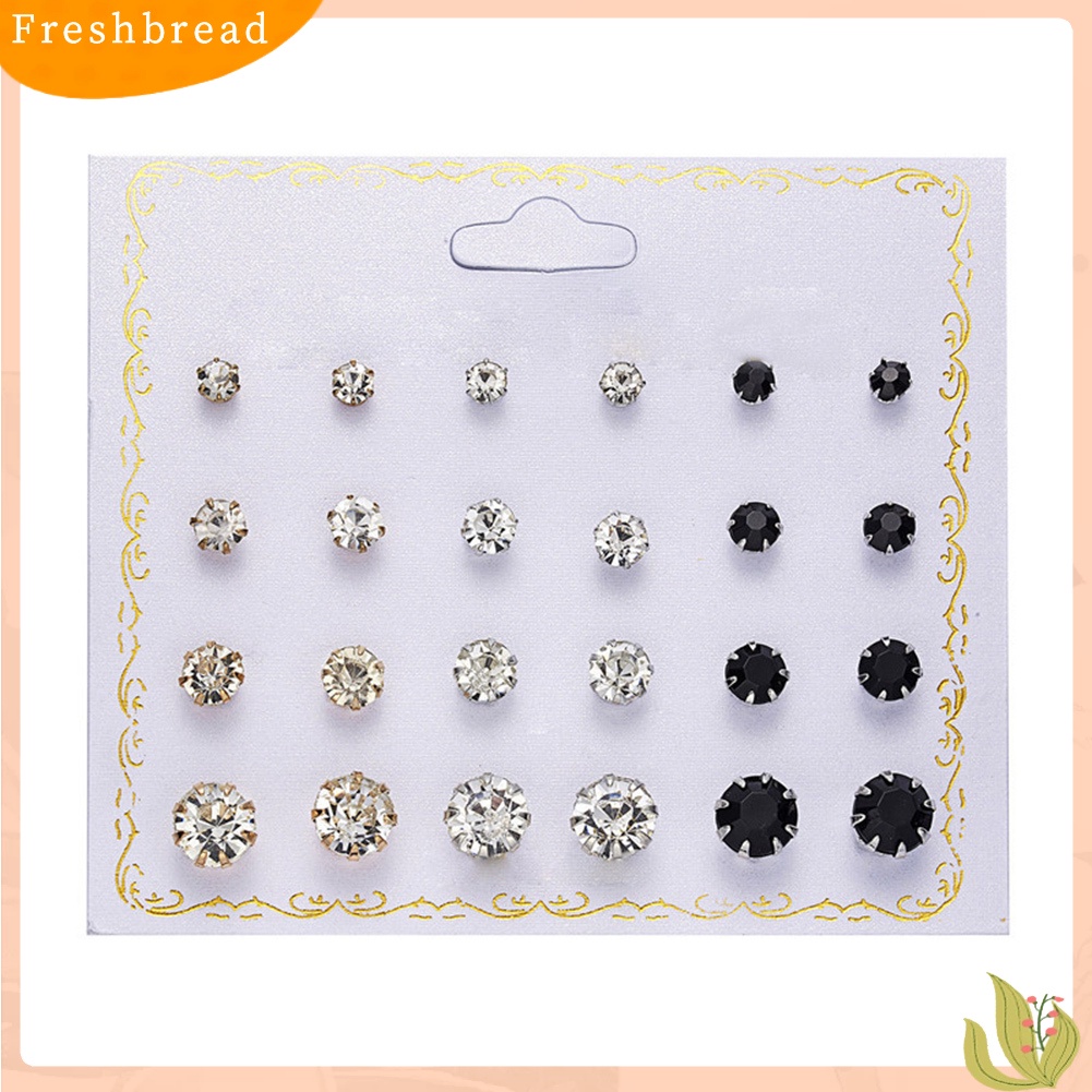 &lt; Freshbread &gt; 12pasang Fashion Wanita Zirkon Berlian Imitasi Hias Mutiara Imitasi Stud Earrings Jewelry