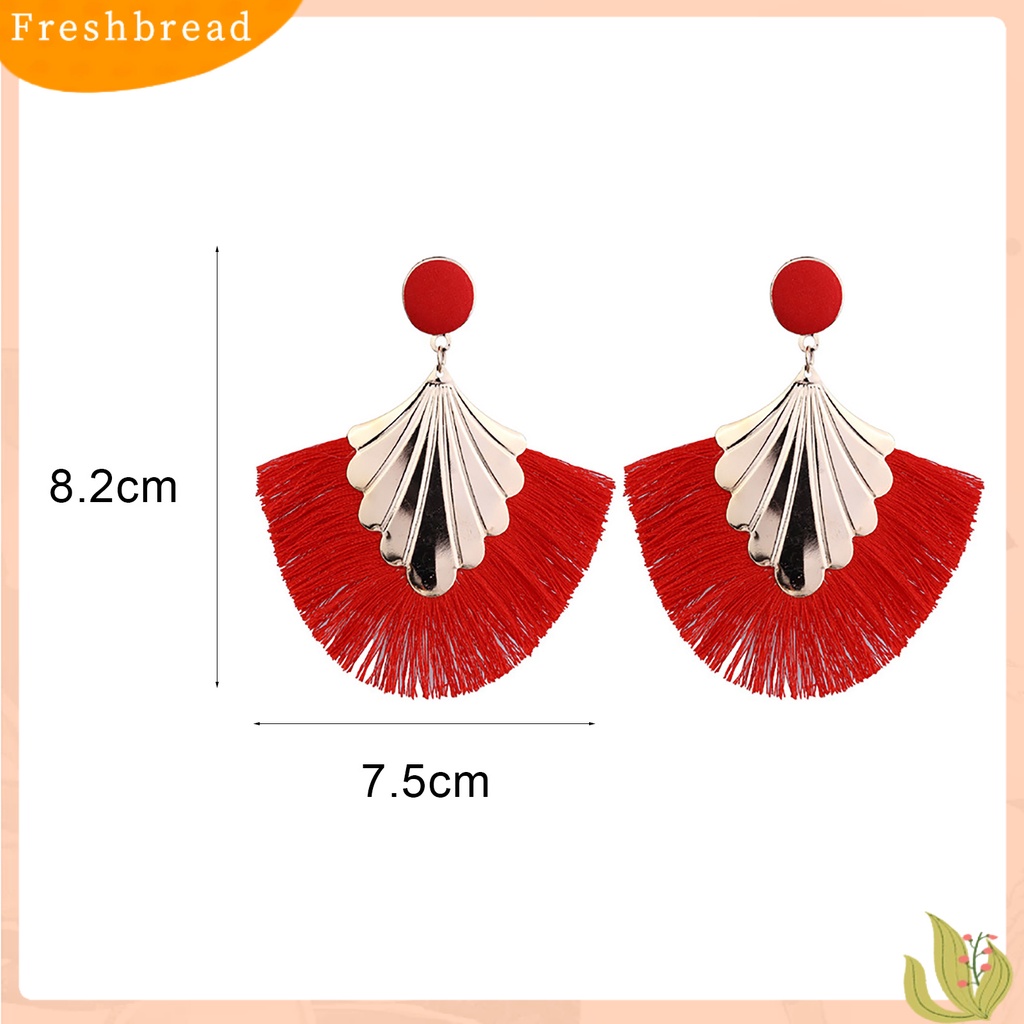 < Freshbread > 1pasang Wanita Kreatif Bohemia Berpohon Bentuk Kipas Menjuntai Anting Perhiasan Hadiah Untuk Pesta