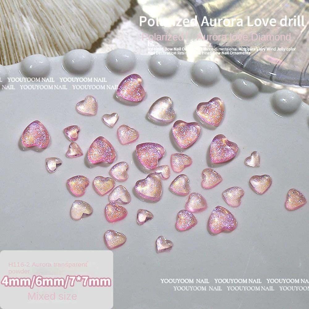 Mxbeauty Hiasan Kuku Jantung Fashion Ukuran Campur Pesona Kuku Cinta Hati Manikur Aksesoris Hiasan Kuku Perhiasan Kuku