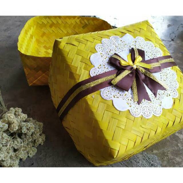 

BESEKRAF - BESEK BAMBU WARNA KUNING 18X18X8 PWR | BESEK HAMPERS