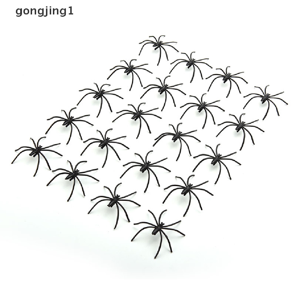 Ggg Banyak 20pcs Halloween Plastik Hitam Spider Bercanda Mainan Dekorasi Realistis Prop ID