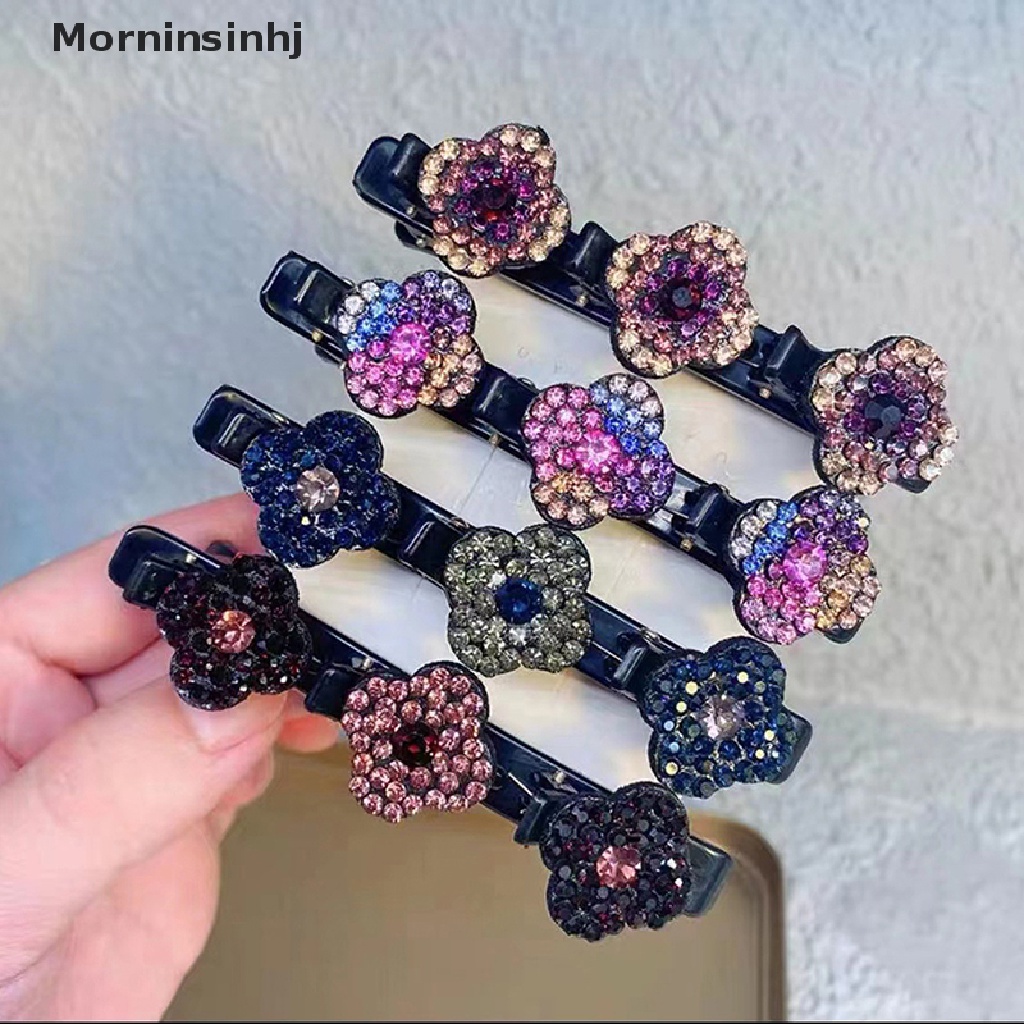 Mornin 1Pc Jepit Rambut Kepang Batu Kristal Berkilau Dengan Hiasan Berlian Imitasi Hair Clips id