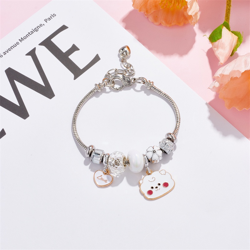 XiaoboACC Fashion Korea Kpop Idol Gambar Kartun Liontin DIY Stainless Steel Terbuka Dapat Disesuaikan Gelang