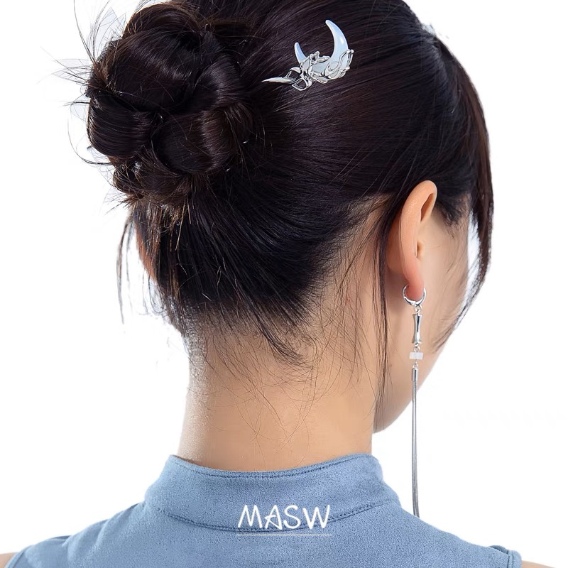 Kostum Kuno Aksesoris Rumbai Jepit Rambut Retro Hanfu Alloy Fashion Bulan Permata Jepit Rambut Aksesoris Rambut Perempuan