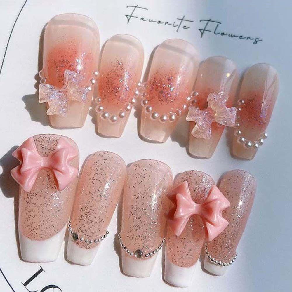 Needway Bow Nail Dekorasi Korea Ins Style Nail Charms Ikatan Simpul Manikur Aksesoris Hiasan Kuku Perhiasan Kuku