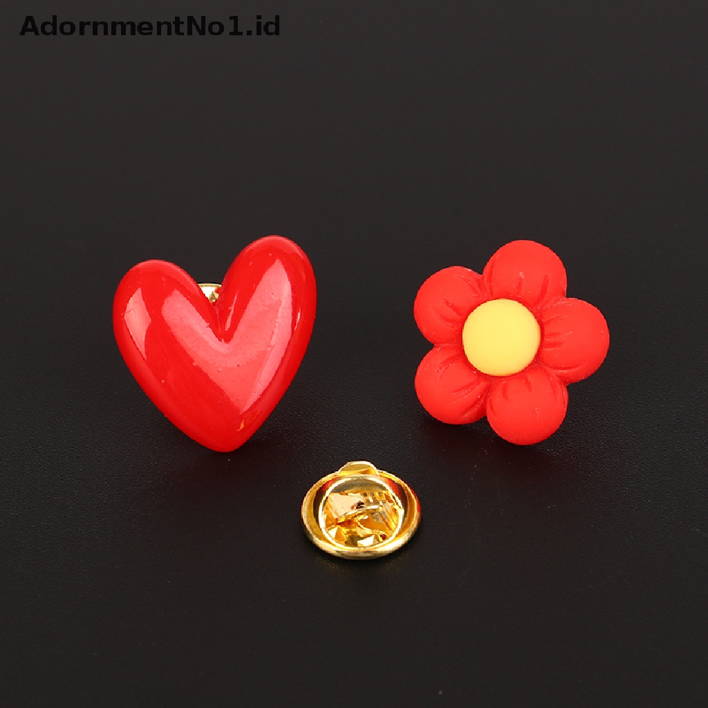 [AdornmentNo1] Bros Resin Bentuk Hati/Bunga Merah Lucu Untuk Hadiah Pecinta Perhiasan Pesta Pernikahan Bros Hadiah Ulang Tahun Perhiasan Artis [ID]