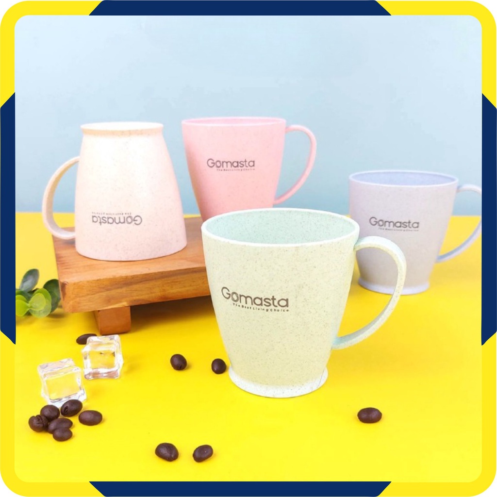 Murah Lebay GO-007 Cangkir Gelas Gagang Wheat Straw I Plastic Wheat Straw Cup Glass